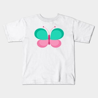 Turquoise and Pink Butterfly Kids T-Shirt